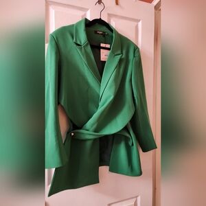 Missguided Plus Size Green Co-Ord Twist Front Tailored Blazer w/ Cigarette Pants